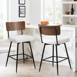 Bekrvio Counter Height Swivel Bar Stools Set of 3, Upholstered Faux Leather Barstools with Wood Backs and Metal Legs, 26" Seat Height Counter Bar Stool for Kitchen Island, White Bekrvio