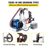 VEVOR 1500W 2HP Belt Sander Grinder, 2" x 82" Variable Speed Belt Grinder for Metalworking, 3-in-1 Belt Sander Polisher with 3 Grinding Moulds & Flat Platen Tool Rest for Knife Making VEVOR