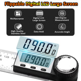 Digital Angle Ruler Finder Protractor, Angle Finder Ruler with 7inch / 200mm, Angle Measuring Tool for Carpenter Wood Working Construction DIY Measurement - Silver Elemirance