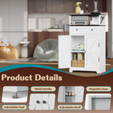 Eltean 42.5" H White Metal Farmhouse Storage Cabinet with Magnetic Doors and Drawer,Sideboard with Adjustable Shelf,Large Capacity Kitchen Pantry Cabinet for Entryway/Living Room/Dining Room Eltean