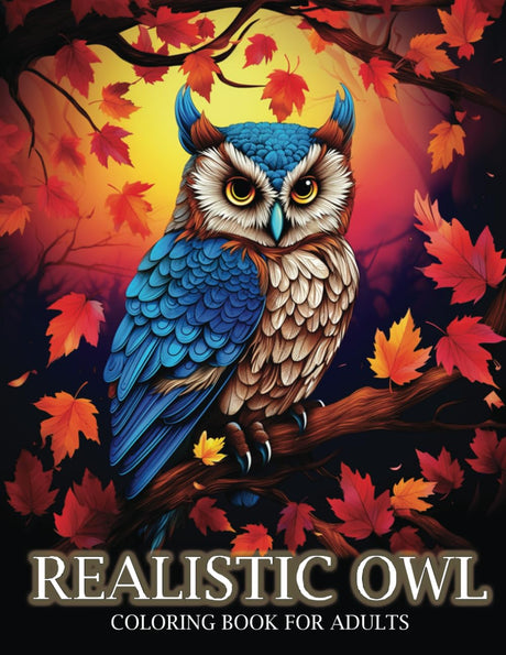 Realistic Owl Coloring Book for Adults: 54 Lifelike Owls Illustrations for Relaxation and Stress Relief - Paperback Majosta