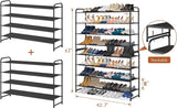KIMBORA 4 Tier Long Shoe Rack for Closet Floor, Wide Shoe Shelf Storage Organizer 30-Pairs Stackable Sneaker Organizer for Closet, Bedroom (Black) KIMBORA