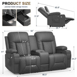 YONISEE Large Loveseat Recliner, Loveseat Recliner Sofa with Storage Console, Recliner Chair with USB Ports, 2 Cell Phone Holders, Cup Holder, Loveseat Couch for Living Room (Dark Gray) YONISEE