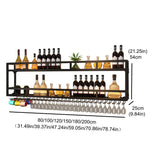 Wall Wine Rack Floating Bar Shelves Wall Mounted with LED Light Liquor Bottle Display Shelf with Hanging Wine Glass Rack Kitchen Wall Shelf Liquor Cabinet Bar Stand for Home Bar Cafe Restaurant(Black, WXZXWXZX