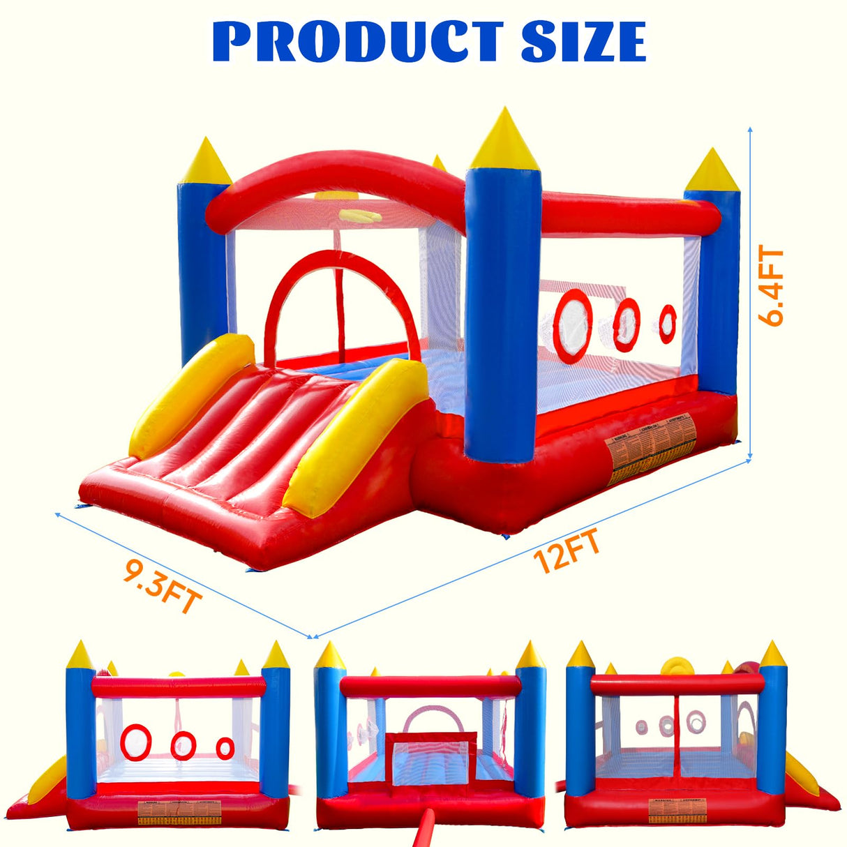 Hongcoral Bounce House, PVC Commercial Inflatable Bounce House with Blower for Kids and Adults, Blow up Bounce Castle for Indoor Outdoor Backyard Hongcoral