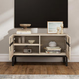 WAMPAT Modern TV Stand with Storage Cabinets for 40 Inch TV, Wood TV Entertainment Center TV Media Console Table with Metal Leg for Living Room,Light Oak WAMPAT