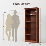 YESHOMY 72" Bookcase and Bookshelf, 5-Tier Wood Bookcases with Shelves, Tall Floor Standing Book Shelf Storage Cabinet Home Decor Furniture for Living Room, Home Office, Brown, 1 PCS YESHOMY