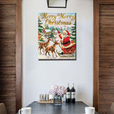 Tucocoo Merry Christmas Painting Santa Claus Paint by Number Kits 16 x 20 inch Canvas DIY Animal Deer Oil Painting for Adults Beginner with Brushes and Acrylic Home Decor Landscape Art(Frameless Tucocoo