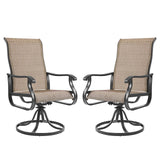 Amopatio Patio Swivel Chairs Set of 2, Outdoor Swivel Rocker Dining Chairs with All Weather Textilene High Back & Metal Frame, for Backyard Deck Lawn Garden, Brown Amopatio