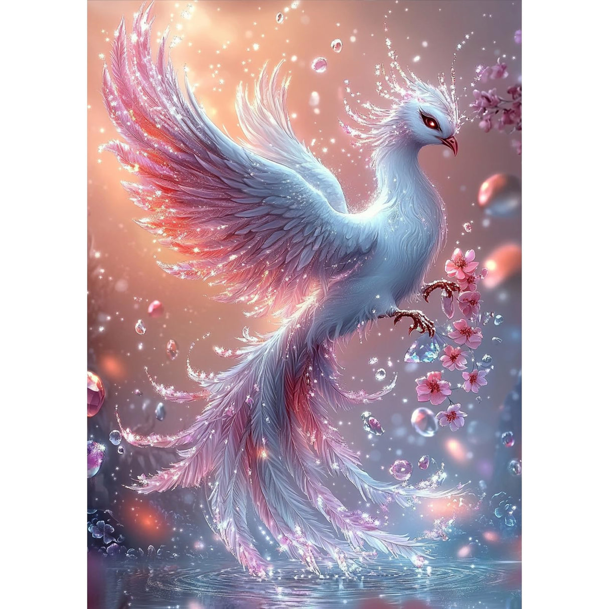 MAXBYE Phoenix Bird Diamonds Painting Kits for Adults, Diamond Art Painting for Adults Beginners, 5D DIY Crystal Gem Art Painting with Diamonds Arts for Wall Decor 12x16in, White Bird with Blue Wings MAXBYE