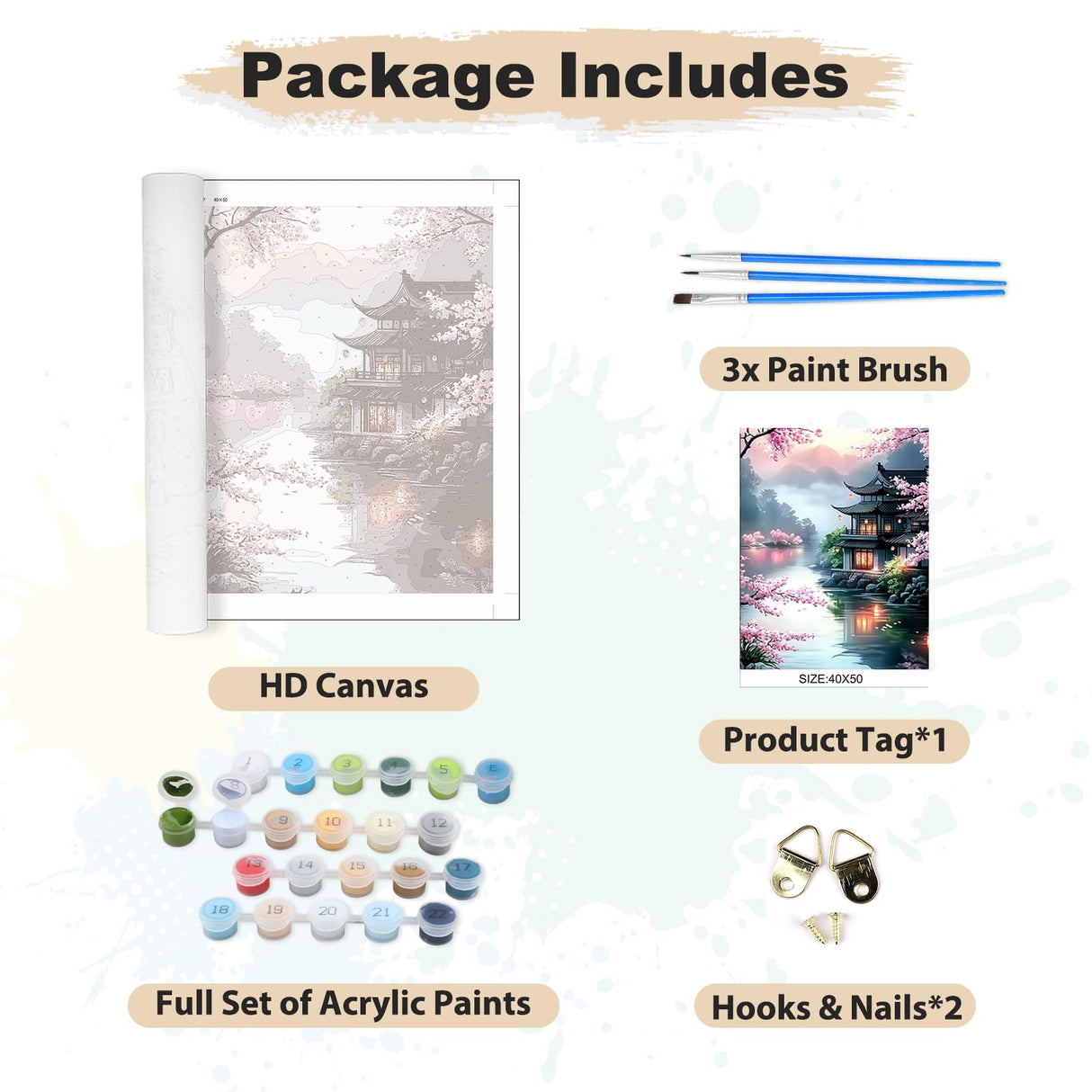 EOBROMD Paint by Numbers Kits for Adults Landscape, DIY Acrylic Paint by Number on Canvas, Painting Kits Adults Oil Paint by Numbers for Home Decor 16x20inch(Without Frame) EOBROMD