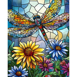 Natuyalo Paint by Numbers Kit for Adults Beginners, 16" Wx20 L Canvas Pictures Painting Acrylic Paintwork with 3 Pcs Paintbrushes, Dragonfly and Flowers Natuyalo