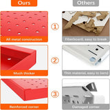 TORACK 3 PCS Metal Pegboard Panels(12x24 inch) for Wall Garage Tools Storage Pegboard System for Workbench, Modular Peg Board Tool Organizer Board Kit(Pack of 3, Red) TORACK
