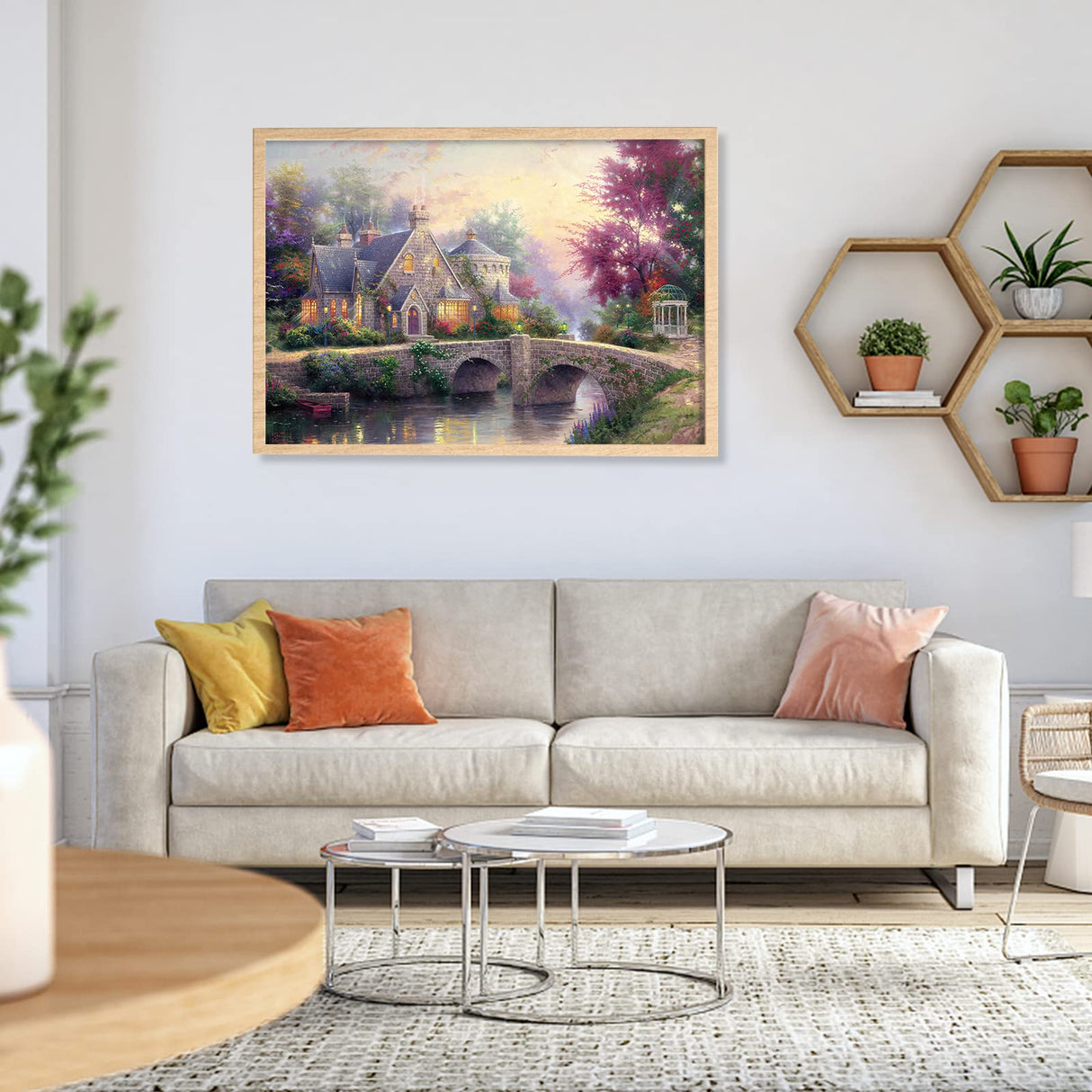 Jigsaw Puzzles for Adults 1000 Pieces Country House Puzzles Spring Landscape Puzzle Picturesque Bridge 1000 Piece Jigsaw Puzzle DIY Challenging Game Toys Gift CHengQiSM