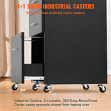 VEVOR File Cabinet, 3-Drawer Wood Filing Cabinet, Locking Office Cabinet for Letter/A4 Size, File Cabinet with 5 Wheels for Home Office, Black VEVOR