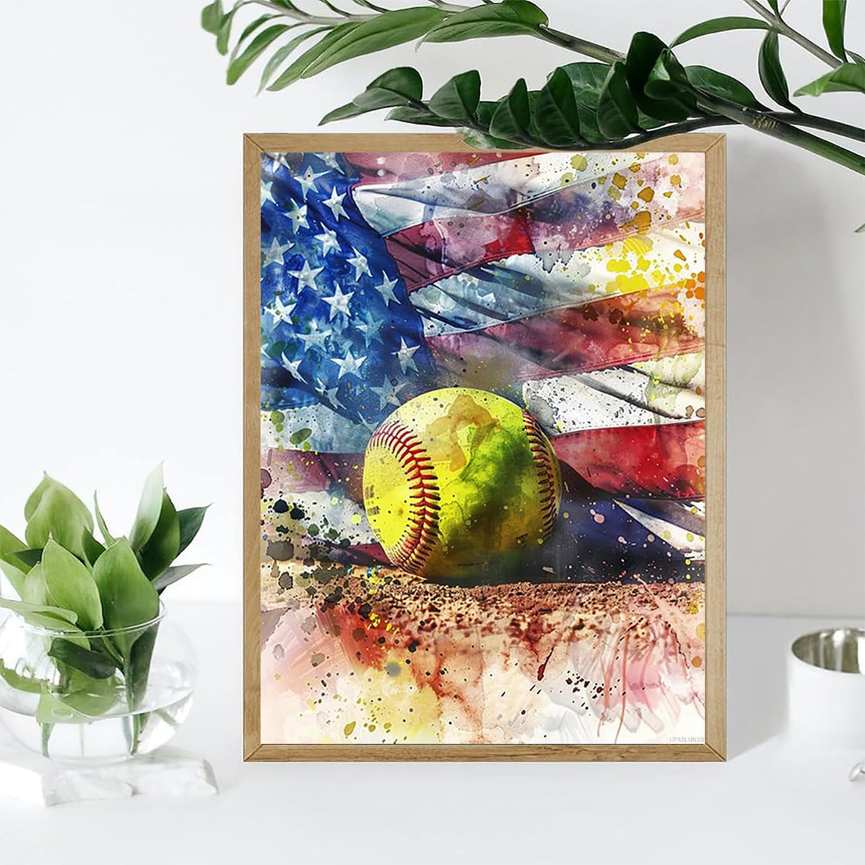 UPABLUNSO Softball Diamond Painting Kits for Adults, Ball Game 5D DIY Diamond Art Kits Full Drill Diamond for Gift Wall Decor Gem Arts 12x16 inch UPABLUNSO