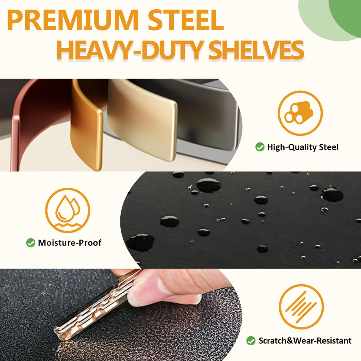 VRTCP 72H Metal Kitchen Storage Shelves, 2500 LBS Heavy Duty Garage Shelving Unit, 5-Tier Adjustable Pantry Shelves, Food and Beverage Storage Rack, Appliance Storage Utility Shelf for Balcony - Black VRTCP