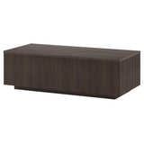 Henn&Hart 48" Fluted Rectangular Low-Profile Coffee Table for Living Room, Family Room, or Office, Alder Brown Henn&Hart