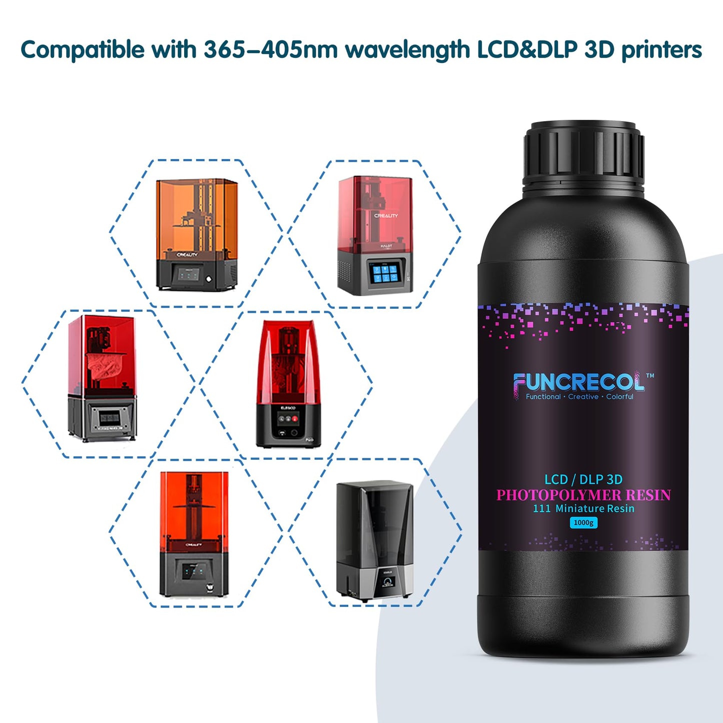 FUNCRECOL 3D Printer Resin for Tabletop Miniatures 405nm UV-Curing Resin Ultra Clear Detail Photopolymer Resin for 8K/10K/12K LCD/DLP Resin 3D Printer Brown 1KG