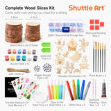 Kids Wood Painting Craft Kit, Glow-in-the-Dark Paint and Diamond Painting on Wood Slices with Stickers & Wiggle Eyes, Ideal Arts and Crafts for Kids Ages 5-12, Gifts for Halloween, Christmas, Birthday Shuttle Art