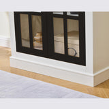 Ball & Cast 71.2" Tall Display Cabinet W/Glass Doors,Curio Cabinet W/Adjustable Shelves&Fixed Shelves for Collectibles,Trophies,Farmhouse Style Cabinets for Hallways,Living Room,Bedroom,White&Black Ball & Cast