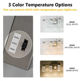 SineRise 3-Light Brushed Nickel Vanity Light with 3 Color Modes (3000K/4000K/6000K), Eye Protection LED Bathroom Light Fixture, Dimmable Modern Wall Light Over Mirror with Clear Glass Shade SineRise