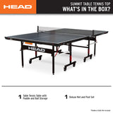 HEAD Summit USA Indoor Table Tennis Table, Competition Grade Net, 10 Minute Easy Set Up – Ping Pong Table with Playback Mode HEAD