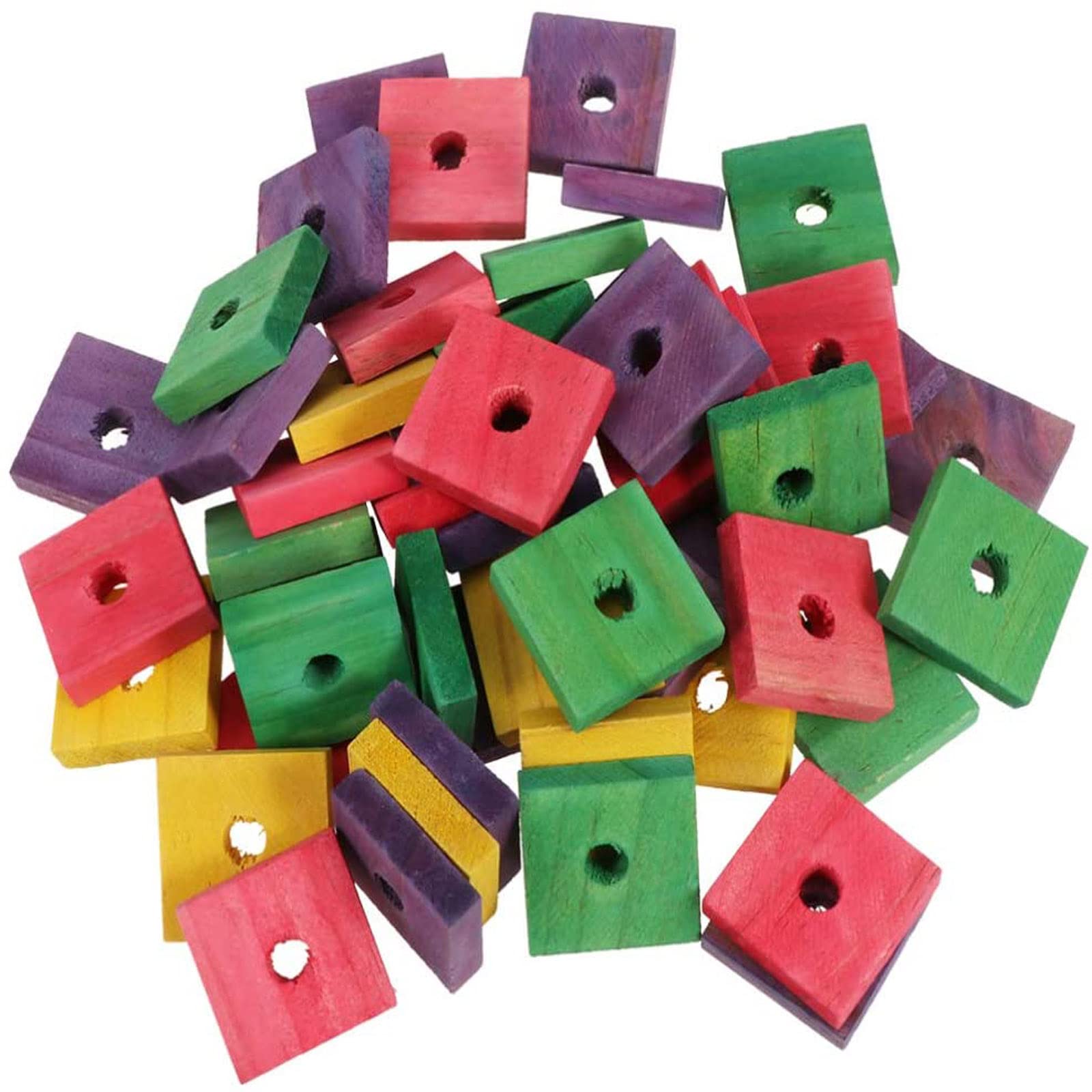 BinaryABC Wooden Blocks Bird Chewing Toy,Bird Bite Toys,Bird Parrot Wood Blocks Toys,20Pcs(Mixed Color) - WoodArtSupply