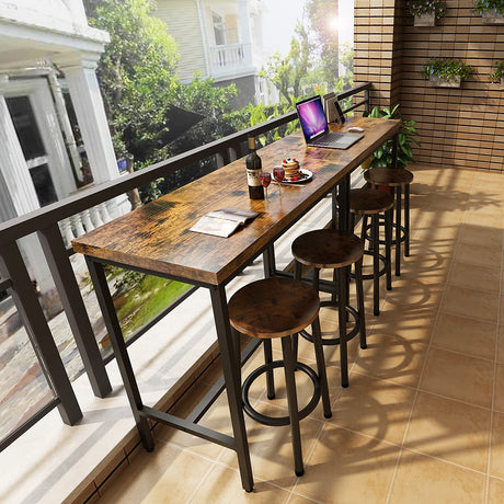 Recaceik 3 Piece Rustic Brown Pub Dining Set with Bar Table and Stools for Small Spaces Recaceik