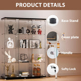 FANYUSHOW Glass Display Cabinet with 12 Shelves, 3 Columns and Lock, Extra Large DIY Curio Cabinets Quick-Install Style 5mm Tempered Glass Bookshelf for Living Room, Bedroom, Black FANYUSHOW