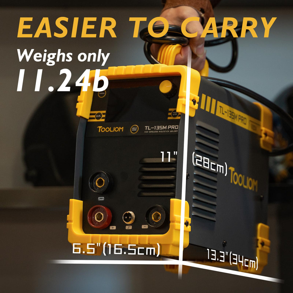 TOOLIOM 135A MIG Welder Flux Core 110V MIG Welder Gasless Flux MIG/Lift TIG/Stick 3 in 1 Welding Machine IGBT DC Inverter with LCD Display TOOLIOM