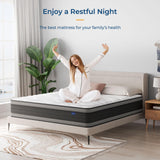 Vesgantti Queen Mattress, 14 Inch Hybrid Innerspring Mattress with Memory Foam, Individually Pocket Coils for Motion Isolation, Queen Size Mattress in a Box, Medium Firm Feel Vesgantti