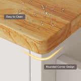 Gizoon Kitchen Island Cart on Wheels, with Thickened Wooden Countertop, Rolling Serving Utility Cart with Drawers and Doors, Bar Cart with Adjustable Shelf and Removable Tray for Dining Room, White Gizoon