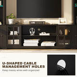 MEISSALIVVE Wall Unit TV Stand with Storage & LED Lights, Large Entertainment Center with Bookshelves for TVs up to 75", Media Console for Living Room, Black MEISSALIVVE