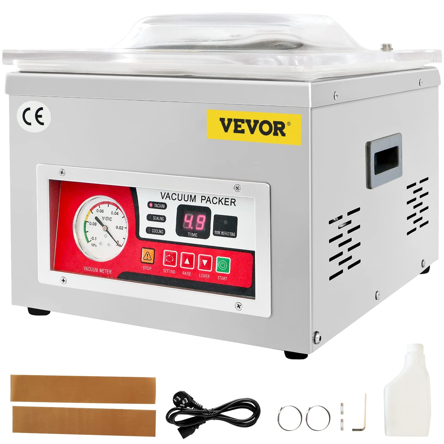 VEVOR Chamber Vacuum Sealer, DZ-260A 6.5 m³/h Pump Rate, Excellent Sealing Effect with Automatic Control, 110V Kitchen Packaging Machine for Fresh Meats, Fruit Saver, Home, Commercial Using - WoodArtSupply