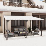 SUNSITT 10'x 14' Gazebo, Outdoor Lean to Gazebo Pergola w/Drainage Holes, Wall-Mounted Gazebo with Hard Top Metal Awnings for Patio Backyard Deck, Dark Grey SUNSITT