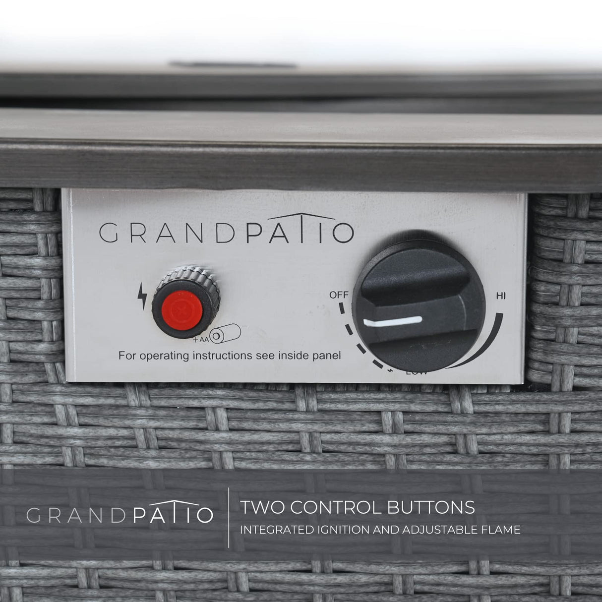 Grand patio 5 Pieces Wicker Outdoor Furniture Set,Patio Furniture Set with CSA Certification Fire Pit Table,Modular Sectional Sofa Sets with Olefin Cushions, 50,000 BTU Heat Output (Light Gray) Grand patio