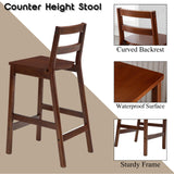 Janoray Counter Height Bar Stools Set of 2 Farmhouse Counter Stools with Ladder Back 26-Inch Solid Wood Barstools for Kitchen Island/Pub/Cafe, Brown Janoray