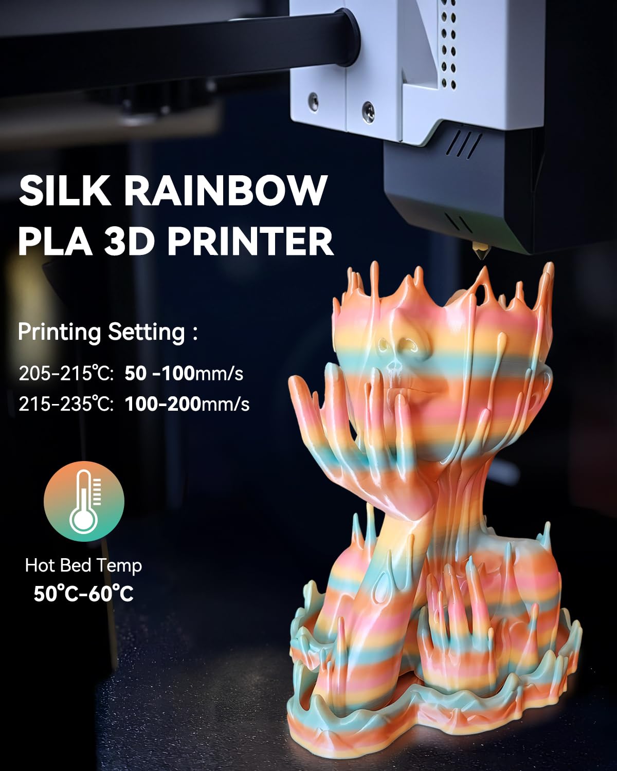 SUNLU Silk Rainbow PLA Filament, Multicolor Silk 3D Printer Filament 1.75mm +/- 0.02mm, Fast Color Change Each 8 Meters, 330 Meters, 1kg/2.2lbs, Silk Rainbow Filament(Lilac-Violet) SUNLU