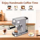 YASHE Espresso Machines 20 Bar, Upgraded 1350W Espresso Maker with Milk Frother Steam Wand and 37.2oz Removable Water Tank, Semi-Automatic Steam Espresso Coffee Maker, Cappuccino Machine for Home YASHE