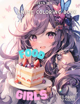 Anime Coloring Book: Anime Food Girls: Manga Art & Food Enthusiasts: Stress Relief Adult Coloring WoodArtSupply