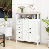 Halitaa Farmhouse Storage Cabinet with 2 Doors and 4 Drawers – Stylish Freestanding Unit for Bathroom, Kitchen, and Living Room Halitaa