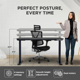 Rise UP Dual Motor Electric Standing Desk 60x30 Black Desktop Premium Ergonomic Adjustable Height sit Stand up Home Office Computer Desk Table Uncaged Ergonomics