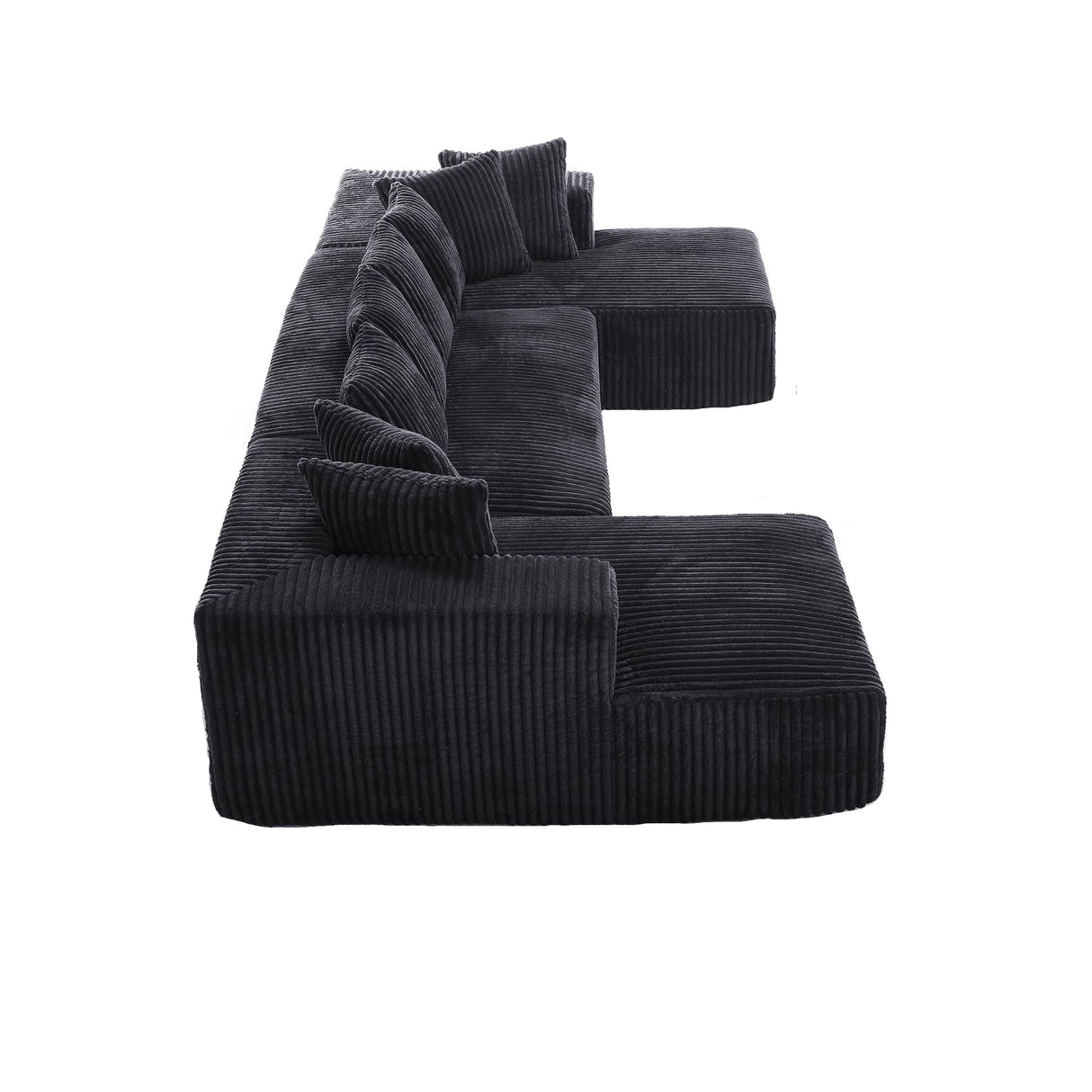 ONEMMLION 131" Modular Sectional Couch, Luxury Black Sectional Couches for Living Room, Comfy Corduroy Couch Sectional Sofa with Chaise Lounge, Free Combination Sleeper Sofa with Memory Foam, Black ONEMMLION