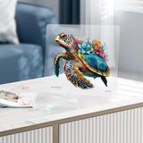 Wooden Puzzles for Adults, Coral Sea Turtle Jigsaw Puzzles 500 Piece, Unique Shape Puzzles for Adults and Kids, Fun Challenging Puzzles Family Game Gift, Royal Size 16.7 x 16.3 Inches delobil