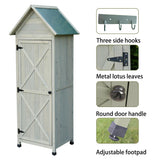 FTCBNet Outdoor Storage Shed Wooden Garden Tool Storage Cabinet with 3 Removabl Shelves and Galvanized Sheet Waterproof Roof for Yard,Patio,Deck and Porch (Gray) FTCBNet