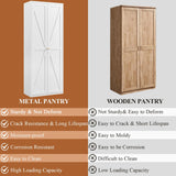 FATIGOS 71" H Kitchen Pantry Storage Cabinet, Metal Food Pantry Cabinets with Doors and Adjustable Shelves, White Kitchen Storage Cabinet, Cupboard for Dining Room, Living Room and Bathroom FATIGOS