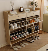 dainslef Shoe Storage Cabinet with 4 Flip Drawers,2 Drawers,Narrow Shoe Rack Cabinet,Freestanding Shoe Cabinet Organizer for Entryway,Oak dainslef