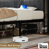Full Bed Frame with Storage and Charging Station, Upholstered Bed Frame Full with LED Lights, Heavy Duty Metal Slat Support, No Box Spring Needed, Noise-Free, Easy Assembly, Noise-Free, Wash Grey CHABUILDREARK