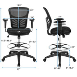 POWERSTONE Drafting Chair, Ergonomic Standing Desk Chair Adjustable Height, Tall Office Chair with Adjustable Armrests and Footrest Ring, High Computer Chair for Tall Desk, Standing Desk POWERSTONE